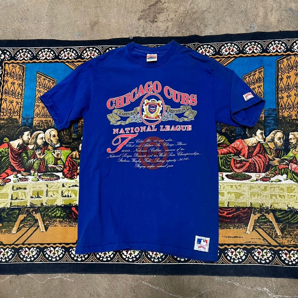 Chicago cubs nutmeg mill tshirt Size xl blue tshirt embroidered baseball mlb VTG